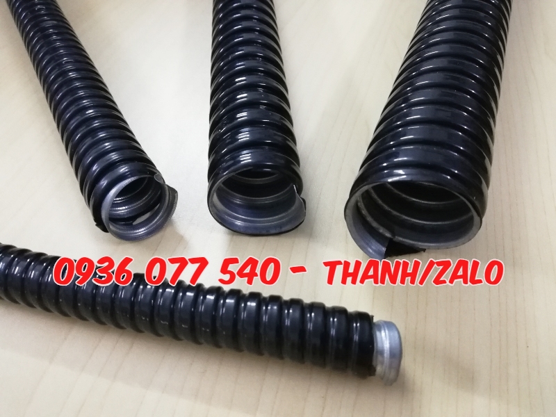 Ống ruột gà lõi thép luồn dây điện phi 1/2 inch, ống xoắn ruột gà bọc nhựa PVC đen D20